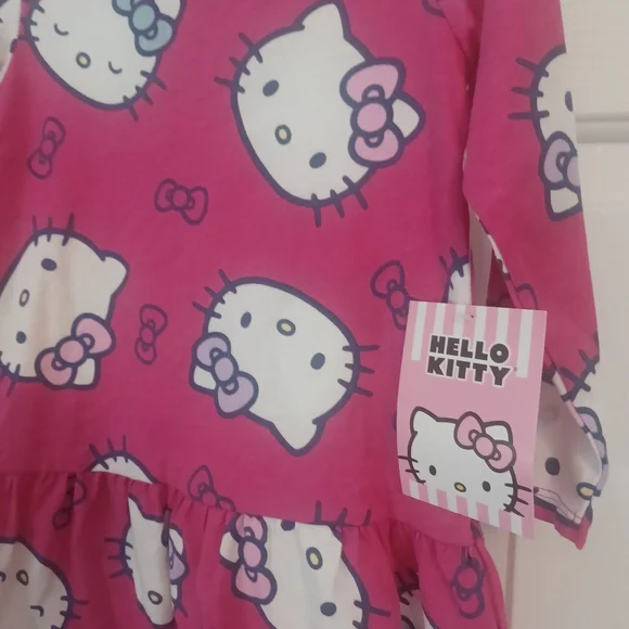 NEW Hello Kitty Drop Waist Long Sleeve Dress Sz 2T - Picture 2 of 4